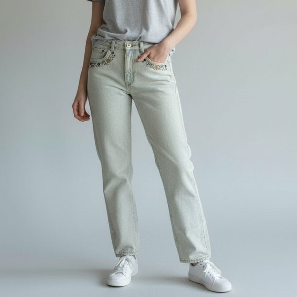 Vtg Yes Clothing Co California High Waisted Mom Jeans Women’s Size 7 Bejewled!